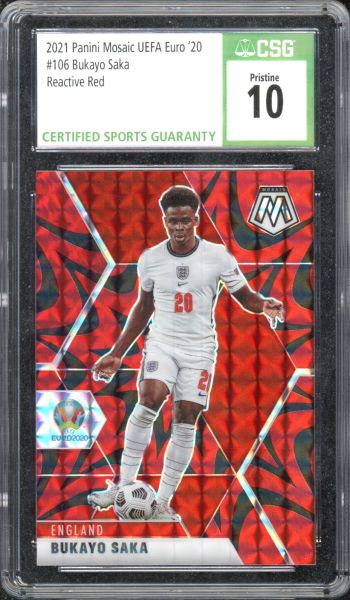2021 Panini Mosaic UEFA Euro '20 Bukayo Saka - Reactive Red CGC 10 
