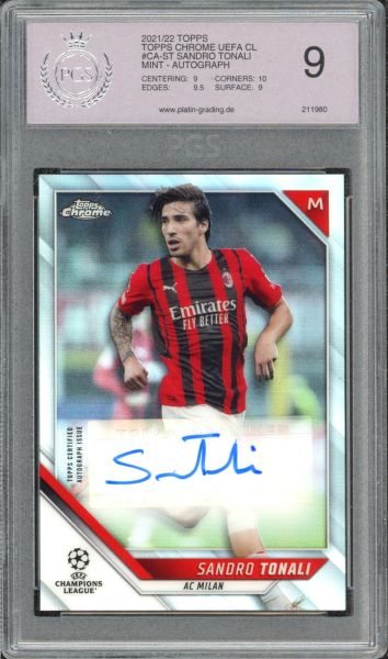2021 Topps Chrome UEFA Champions League Sandro Tonali - Autograph          PGS 9 