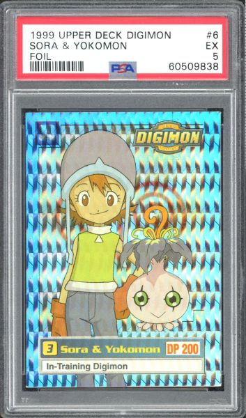 1999 Upper Deck Digimon Sora & Yokomon - Foil PSA 5 
