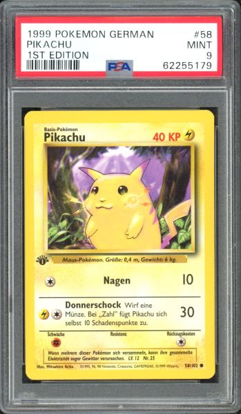 1999 Pokemon Base Set Pikachu PSA 9 