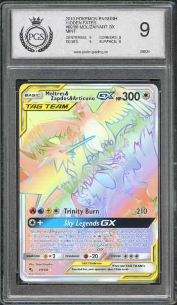 2019 Pokemon Hidden Fates Moltres & Zapdos & Articuno GX PGS 9 