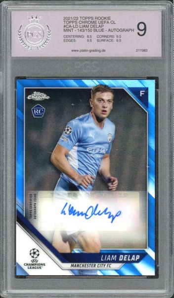 2021 Topps Chrome UEFA Champions League Liam Delap - 143/150 - Autograph PGS 9 