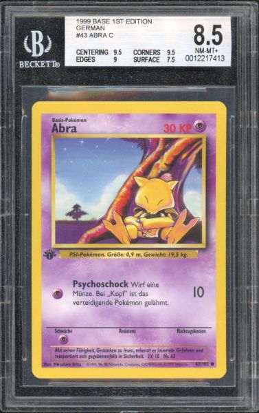 1999 Pokemon Base Set Abra 1st Edition BGS 8.5 