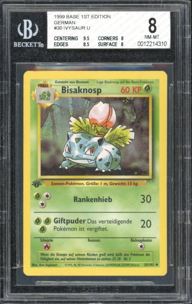 1999 Pokemon Base Set Ivysaur 1st Edition BGS 8 
