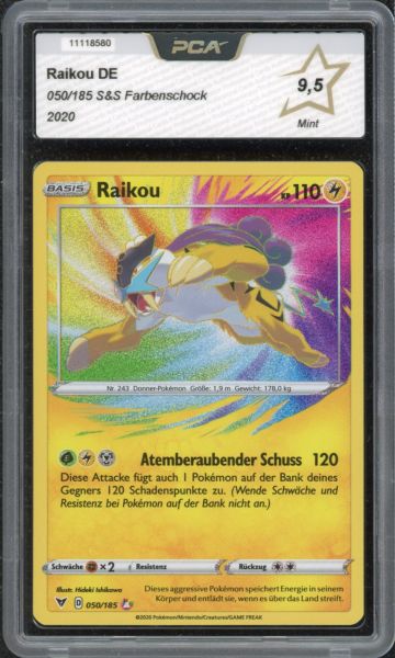 2020 Pokemon Sword & Shield Raikou PCA 9.5 
