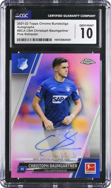 2021 Topps Chrome Bundesliga Christoph Baumgartner - Pink Refractor - 68/75 - Autograph CGC 10 