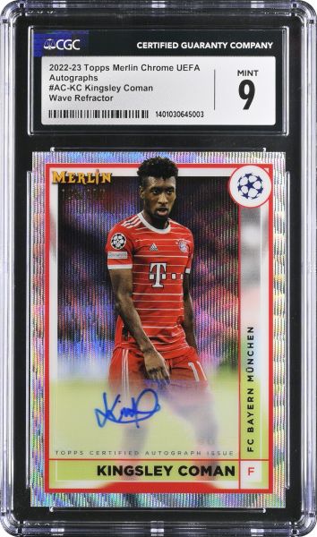 2022 Topps Merlin Chrome UEFA Kingsley Coman - Wave Refractor - 126/150 - Autograph CGC 9 