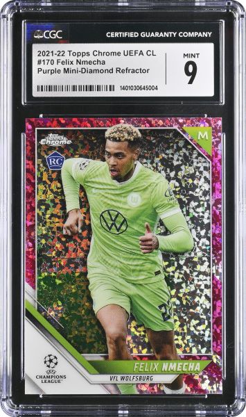 2021 Topps Chrome UEFA Champions League Felix Nmecha - Purple Mini-Diamond Refractor - 11/175 CGC 9 