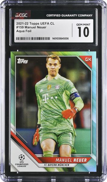 2021 Topps UEFA Champions League Manuel Neuer - Aqua Foil - 45/299 CGC 10 