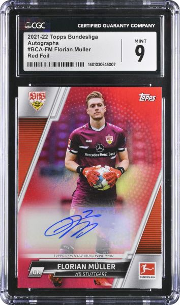 2021 Topps Bundesliga Florian Muller - Red Foil - 5/5 - Autograph CGC 9 